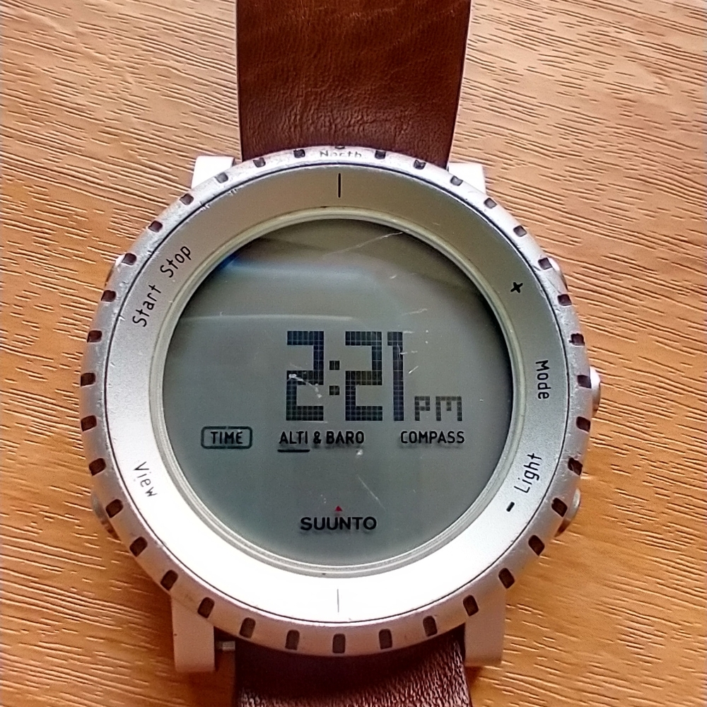 Suunto Silver Digital Watch with Brown Strap